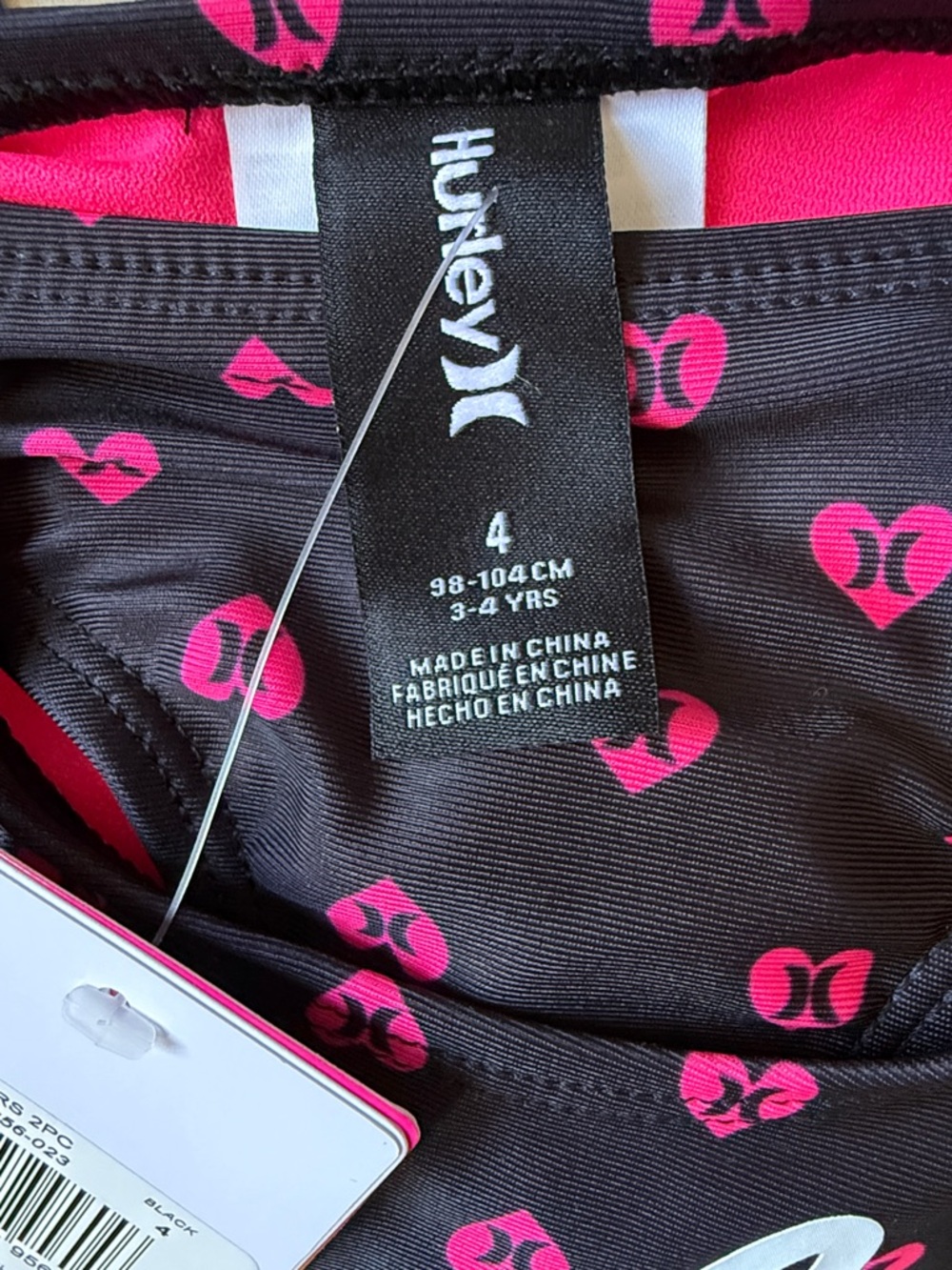 NWT Hurley Black & Hot Pink Girls Two-Piece Bikini Swim Set - Picture 4 of 4